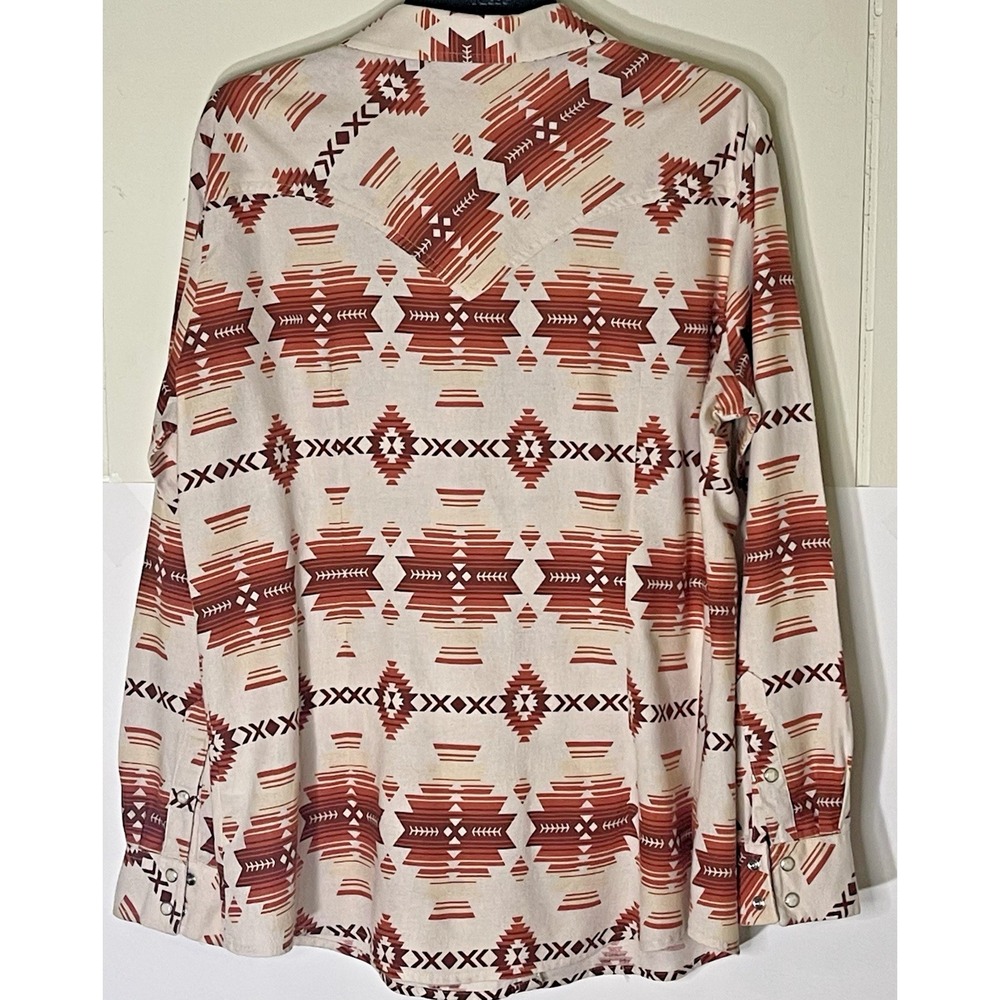 Wrangler Retro Western Print Flannet Shirt Women's XL Pearl Snao Long Sleeve - Picture 2 of 5